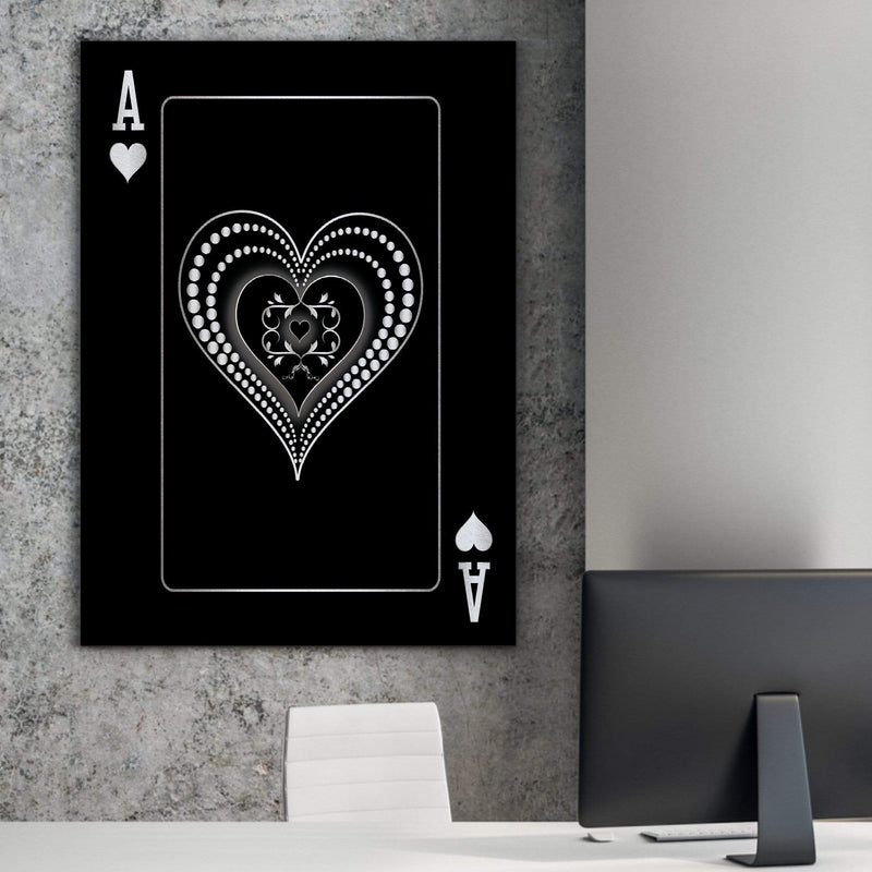 Ace of Hearts - Silver Canvas