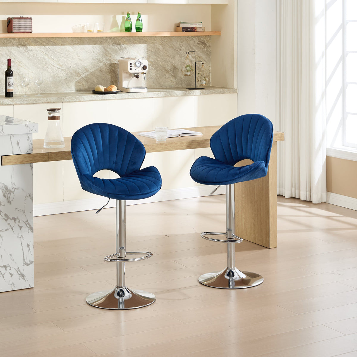 Bar Stools Set of 2 - Adjustable Barstools with Back and Footrest, photo 2 of 10