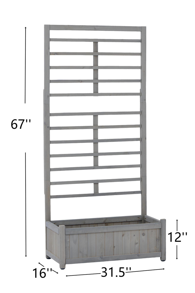 Raised Garden Bed with Trellis, Outdoor Wooden Planter Box for Climbing Plants, Vegetables, and Herb Growing