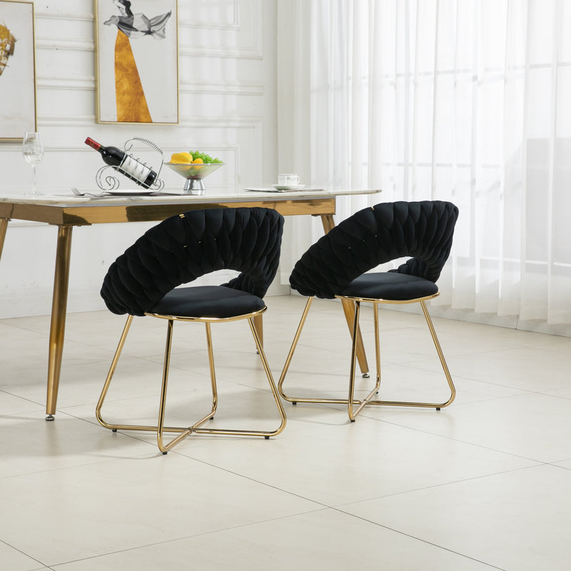 Accent Chairs Set of 2, Velvet Side Chairs with Gold Legs, Mid-Century Upholstered Dining Chairs for Living Room, Kitchen, Bedroom, Beauty Room