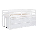 Loft Bed With Retractable Writing Desk And 4 Drawers, With Lateral Portable Desk And Shelves
