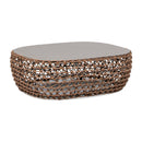 Willow - Oval Woven Patio Coffee Table, Wicker Frame by HouseOfZazla