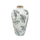 8.1x8.1x13.6' White Ceramic Accent Vase with Gray Floral Design by HouseOfZazla
