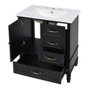 30" Bathroom Vanity With Sink, 3 Drawers, Adjustable Feet by HouseOfZazla