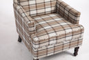 Upholstered Accent Chair with Brown Linen Fabric and Nailhead Trim by HouseOfZazla
