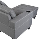 Modern Sectional Sofa Set With L Shape Chaise Lounge, Cup Holder, 4 Seat - Gray by HouseOfZazla