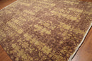 9' x 12' Hand Knotted Erased Pattern Botanical Wool Pile Area Rug Brown