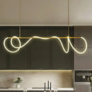 GobekUsa Acrylic Flex Tube Suspension Light: Minimalist LED Island Lamp in Gold with Linear Arm - Warm/White/Natural Light