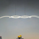 GobekUsa Acrylic LED Island Pendant Light in Warm/White - Silver Wave Suspended Fixture