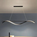 GobekUsa Acrylic Swirling Island Pendant Light with LED, Black Hanging Ceiling Lamp (39"/47" W) in White/Warm Light