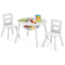 Wood Activity Kids Table and Chair Set with Center Mesh Storage-White by LJGDeals