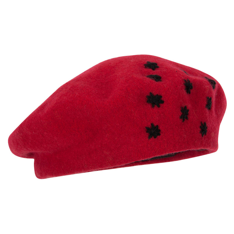 Ladies Stars Designed Wool Beret Hat