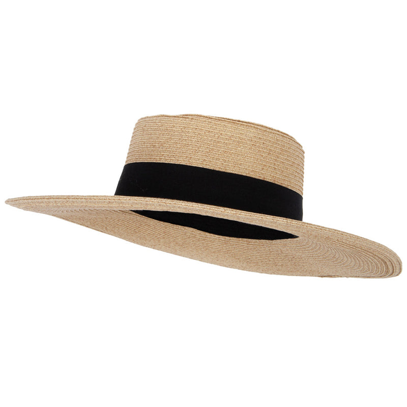 Women's Paper Braid Large Brim Gambler Style Dressy Sun Hat