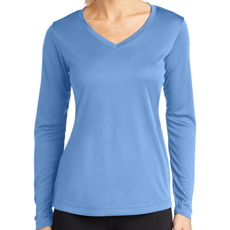 Ladies Big Size Long Sleeve Competitor V-Neck T-Shirt