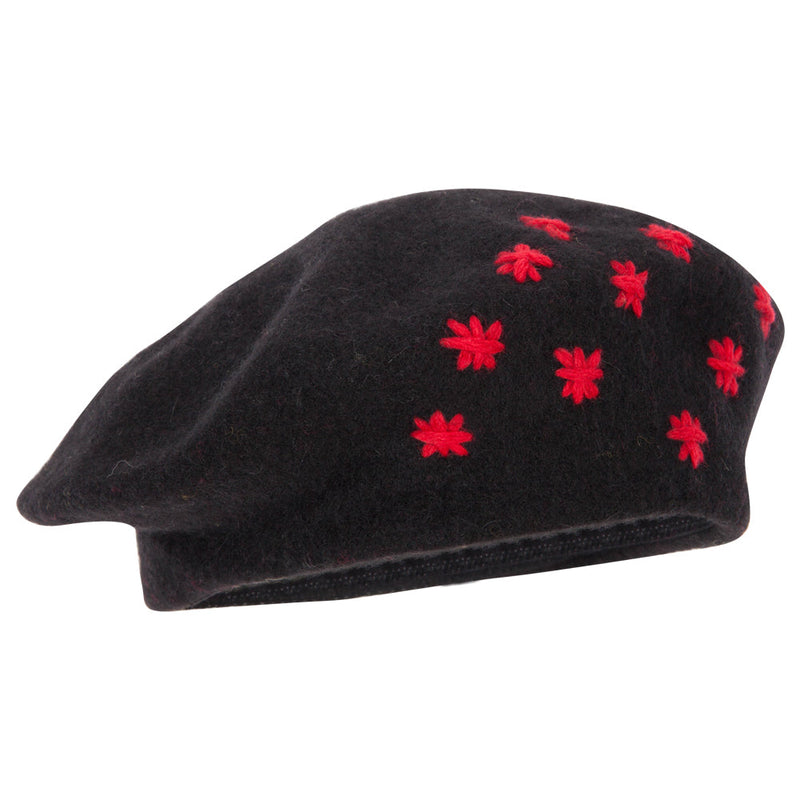 Ladies Stars Designed Wool Beret Hat