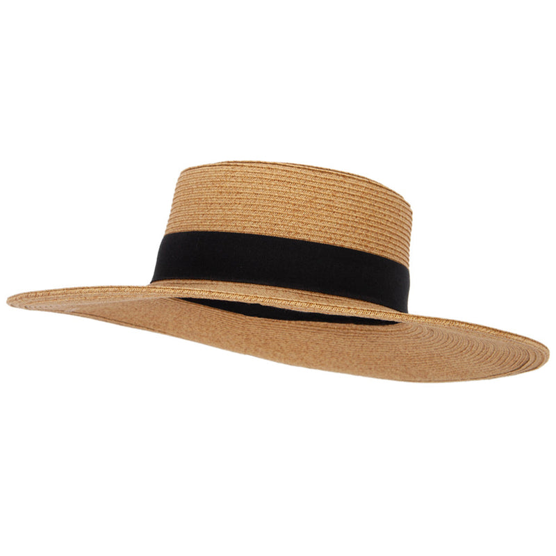Women's Paper Braid Large Brim Gambler Style Dressy Sun Hat
