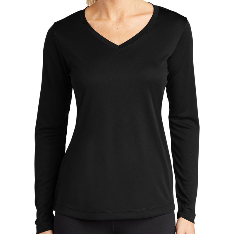 Ladies Big Size Long Sleeve Competitor V-Neck T-Shirt