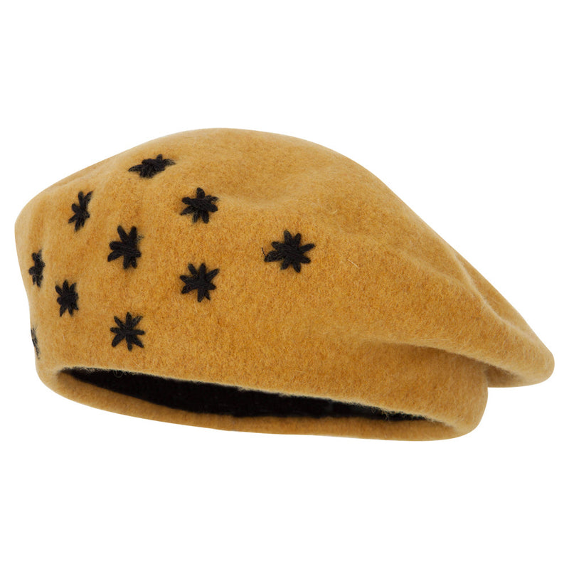 Ladies Stars Designed Wool Beret Hat