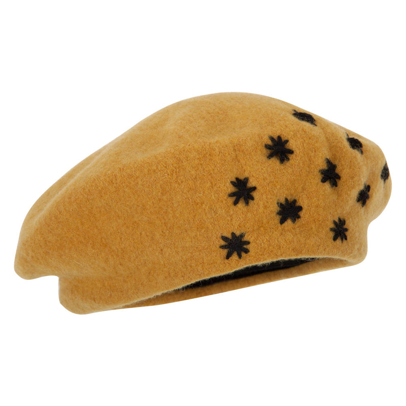 Ladies Stars Designed Wool Beret Hat