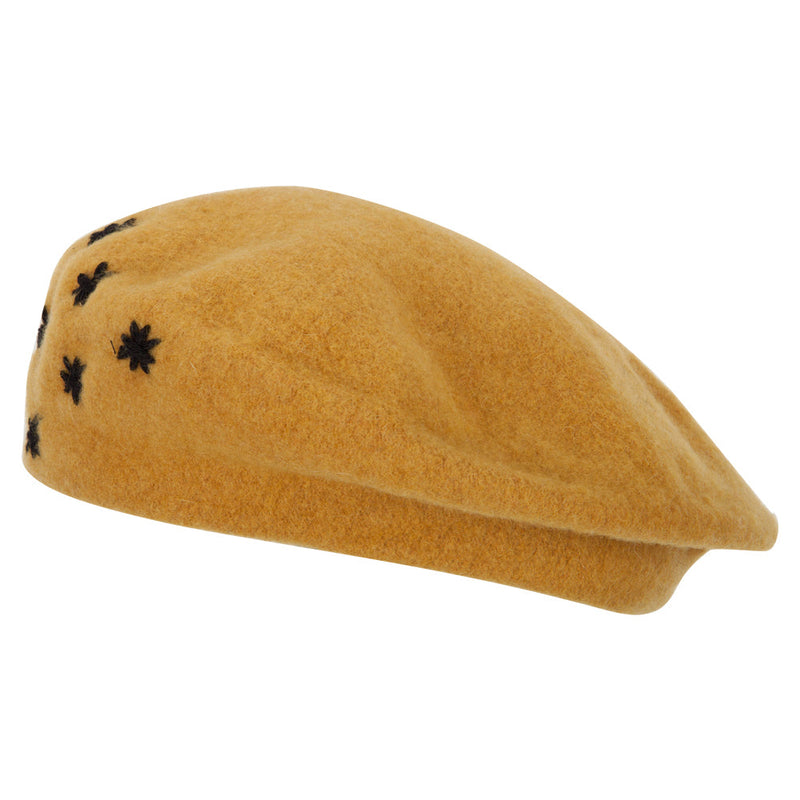 Ladies Stars Designed Wool Beret Hat