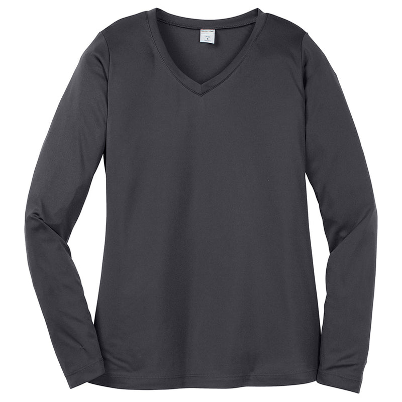 Ladies Big Size Long Sleeve Competitor V-Neck T-Shirt