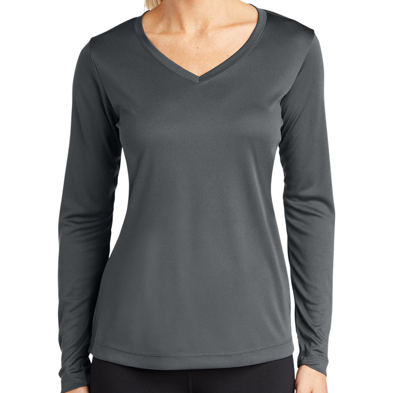 Ladies Big Size Long Sleeve Competitor V-Neck T-Shirt