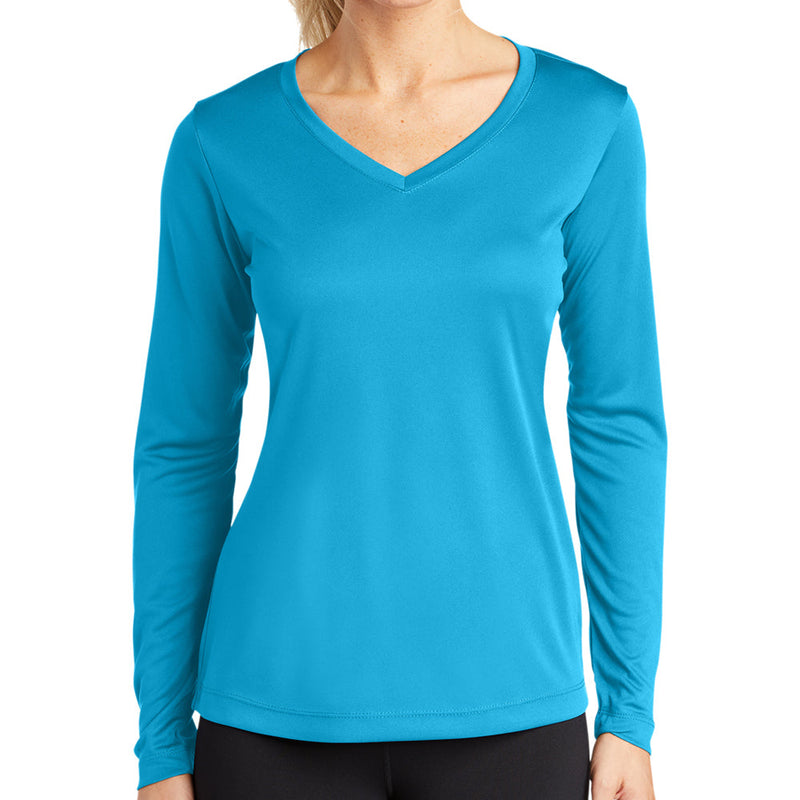 Ladies Big Size Long Sleeve Competitor V-Neck T-Shirt