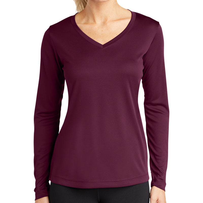 Ladies Big Size Long Sleeve Competitor V-Neck T-Shirt
