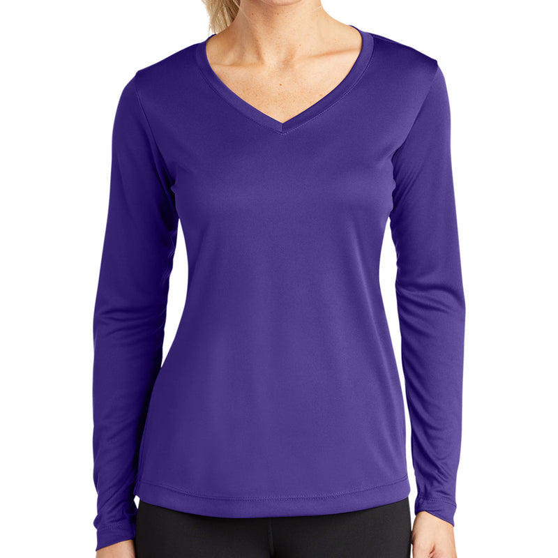 Ladies Big Size Long Sleeve Competitor V-Neck T-Shirt