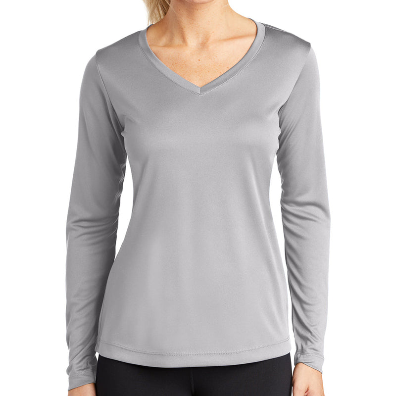 Ladies Big Size Long Sleeve Competitor V-Neck T-Shirt