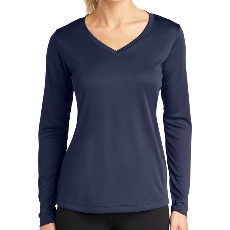 Ladies Big Size Long Sleeve Competitor V-Neck T-Shirt