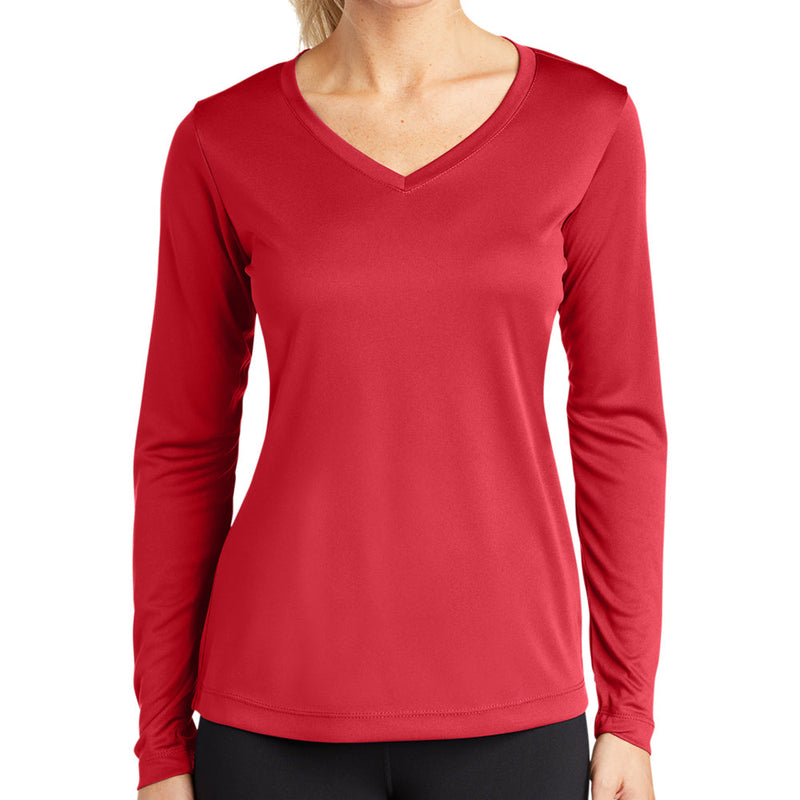 Ladies Big Size Long Sleeve Competitor V-Neck T-Shirt