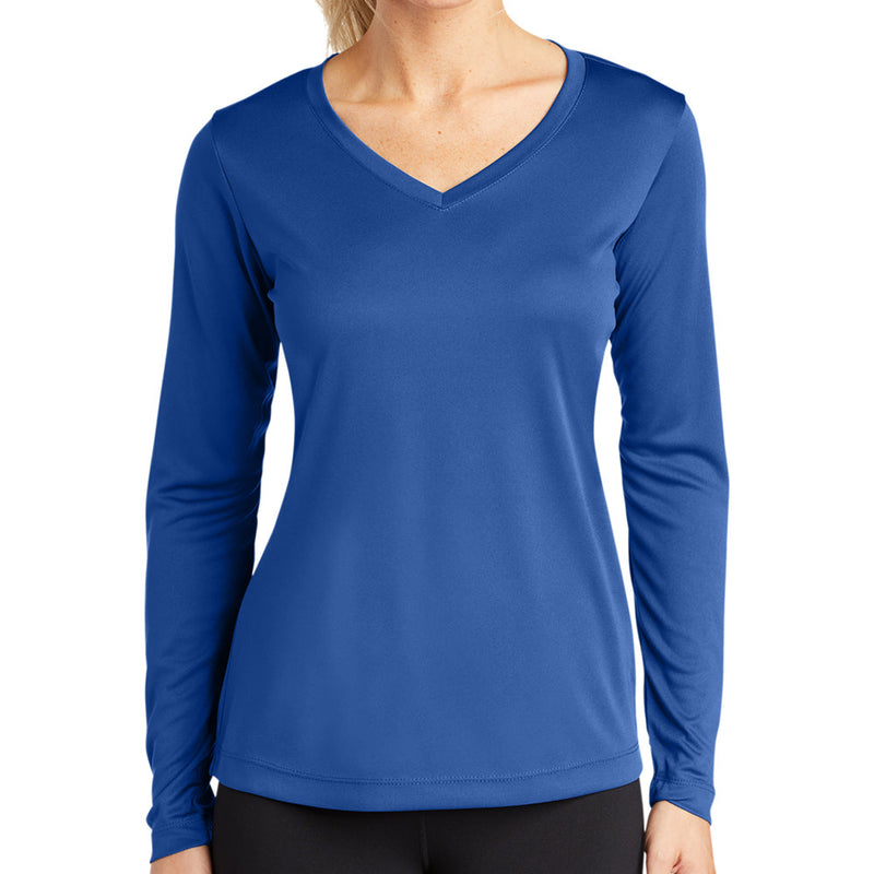 Ladies Big Size Long Sleeve Competitor V-Neck T-Shirt