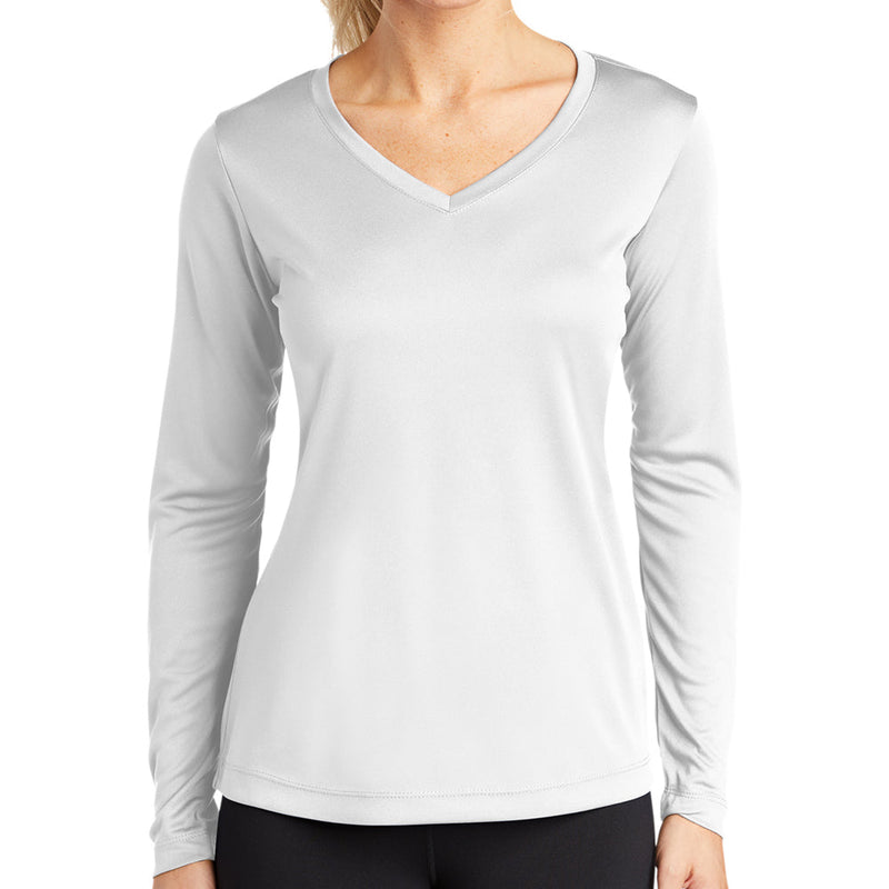 Ladies Big Size Long Sleeve Competitor V-Neck T-Shirt