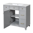 Bathroom Vanity With Ceramic Sink, Soft Close Doors, Adjustable Shelves by HouseOfZazla