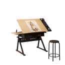 Adjustable Drawing Drafting Table Desk With 2 Drawers - Maple