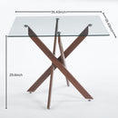 Dining Table With Cross Metal Leg And Tempered Glass, Modern Space Saving Kitchen Table For Living Room Legs, Square Table by HouseOfZazla
