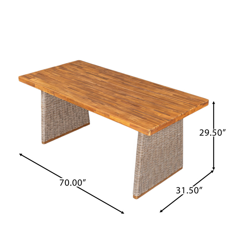 Outdoor Acacia Wood Dining Table, Teak Finish, photo 3 of 10