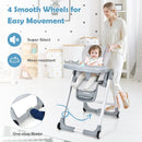 Baby Folding Convertible High Chair with Wheels and Adjustable Height by LJGDeals