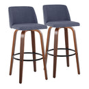 Toriano - Mid Century Modern Fixed Height Barstool Swivel And Round Footrest (Set of 2) by HouseOfZazla