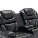 Home Theater Seating Manual Recliner Loveseat With Hide-Away Storage, Cup Holders And Led Light Strip For Living Room by HouseOfZazla