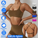 Cross Back Padded Sports Bra with Removable Pads by LJGDeals