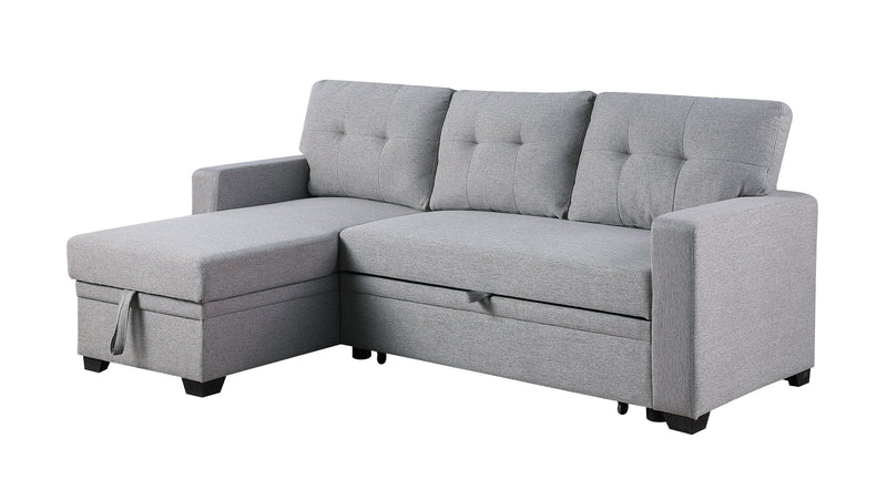 Walker Edison | Linen Pull Out Sectional Sofa with Storage Chaise