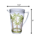 Unbreakable Plastic Water Pitcher With Lid, Palm Tree Design - Clear by HouseOfZazla