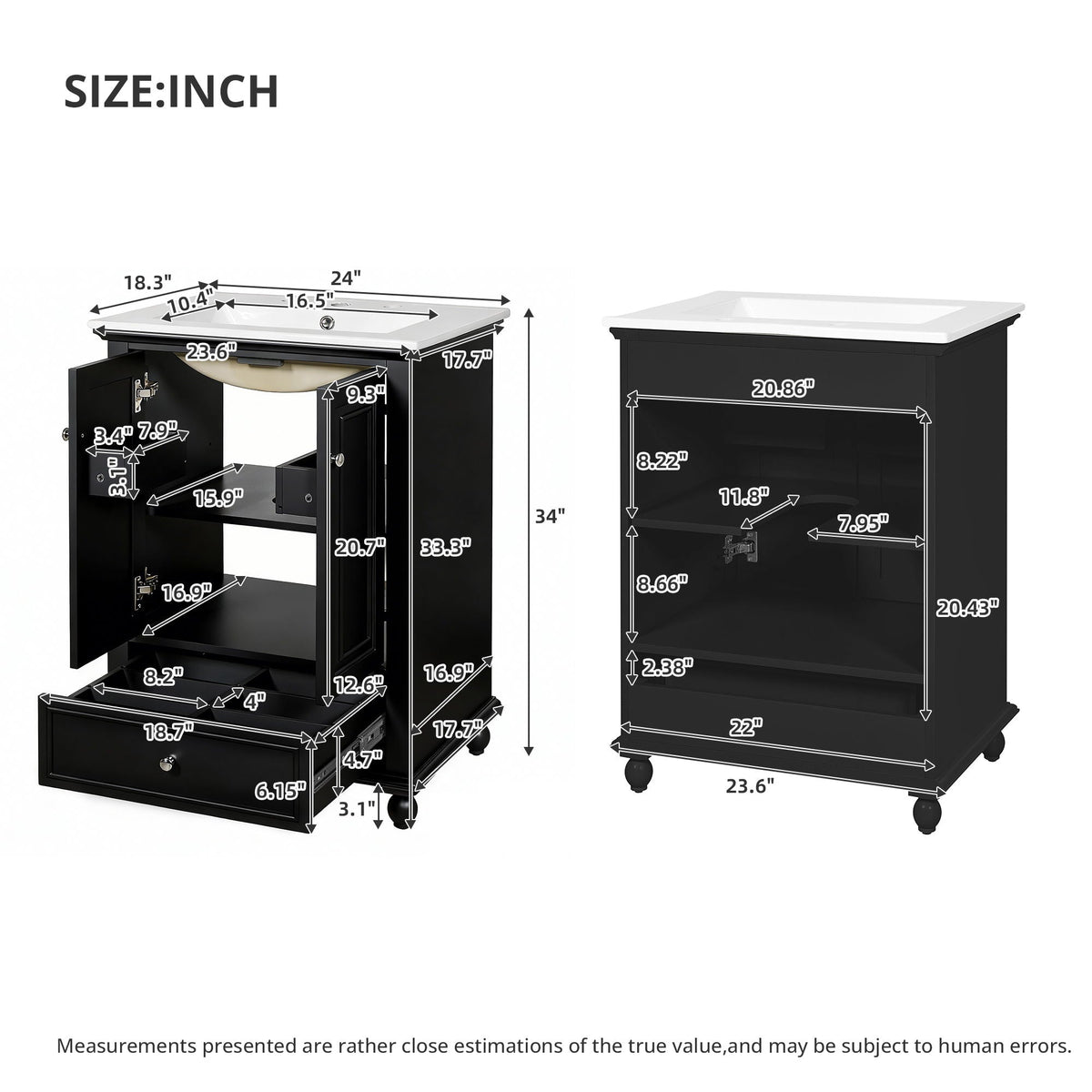 Modern Bathroom Vanity With Sink, Cabinet With Drawer And Dividers, Rectangular Storage Unit, photo 37 of 40
