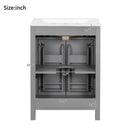 Bathroom Vanity With Ceramic Sink, Soft Close Doors, Flip Drawer, Double Layer Door Shelves by HouseOfZazla