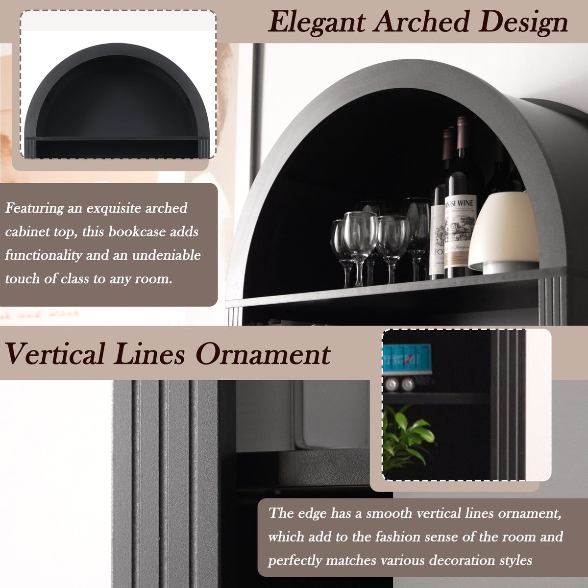 Arched Bookshelf with Storage Cabinet, photo 4 of 10