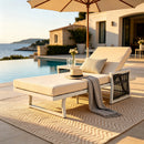 Modern White Iron Outdoor Chaise Lounger Set