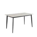 Dining Table Round White Sintered Stone Top Heavy Duty Metal Legs Waterproof Surface For Kitchen Dining Room Or Office Furniture - White / Black