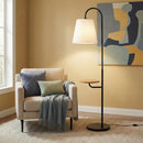 Seoul - Floor Lamp With Rotary Switch Wood Table Base - Black / White by HouseOfZazla